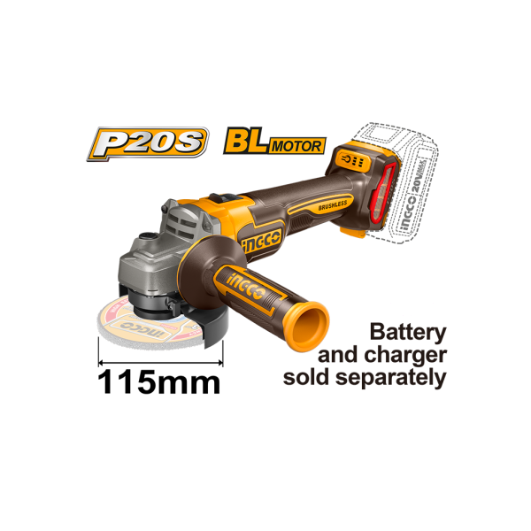 ელექტრო კუთხსახეხი Li-Ion Proline 20V-115MM INGCO (CAGLI21154)
