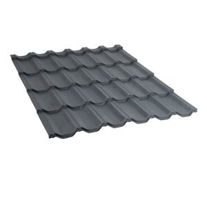 მეტალოკრამიტი ფერადი თუნუქის სახურავი 0.5X1200 ხაოიანი RAL7024
