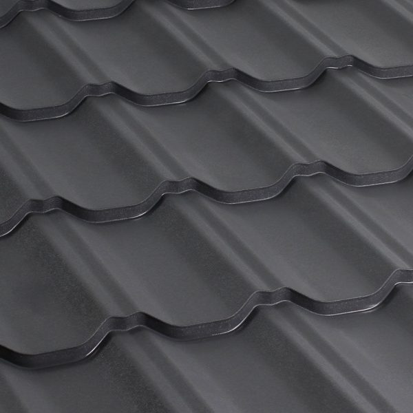 მეტალოკრამიტი ფერადი თუნუქის სახურავი 0.5X1200 ხაოიანი RAL7024 - Image 2