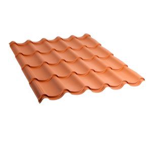 მეტალოკრამიტი ფერადი თუნუქის სახურავი 0.5X1180 ხაოიანი RAL8004