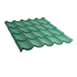 მეტალოკრამიტი ფერადი თუნუქის სახურავი 0.4X1180 ხაოიანი RAL 6005