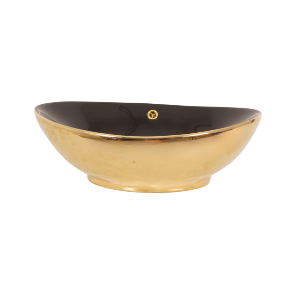 კერამიკის სააბაზანო ნიჟარა 9019 BLACK/GOLD 600X370X190 - Image 2