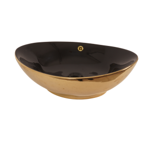 კერამიკის სააბაზანო ნიჟარა 9019 BLACK/GOLD 600X370X190