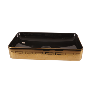 კერამიკის სააბაზანო ნიჟარა 9396 black/gold 600X340X110