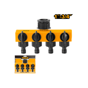 4 - სექციანი პლასტმასის წყლის გამანაწილებელი, გადამყვანით 1"-3/4" (HHC1402) 1810131