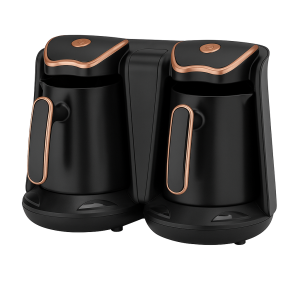 ორმაგი ელექტრო თურქული ყავის მადუღარა – Double Electric Turkish Coffee Maker (Black & Copper Design)