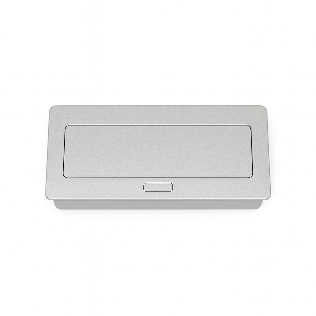 ჩასაშენებელი დენის ბლოკი 2 როზეტი + 2 USB, დახურვადი დაფით - 1