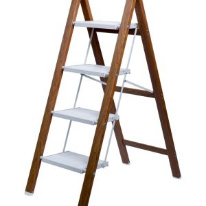 კიბე - 4 საფეხურით MYTY-2506 ფერი: ხისფერი + თეთრი