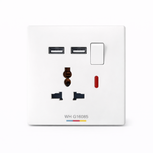 უნივერსალური ელექტრო როზეტი USB-ით და ჩამრთველით – WH G16085 (თეთრი)