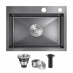 უჟანგავი ლით. ნიჟარა ზომა: 40*50 1-ნი ჩასას. სიფონ. საწურით (BLACK) NYWY-24-1