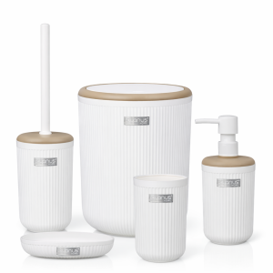 სააბაზ. აქსესუარ. ნაკრები LINEA OKY-370-9-B (5ც) ფერი : WOOD EFECT / WHITE OKYANUS