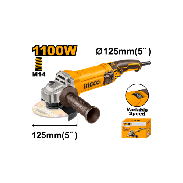 ელექტრო კუთხსახეხი 1100 W-125 მმ (AG1100385) INGCO