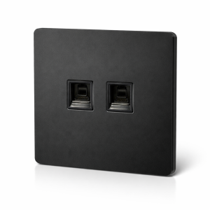 ორმაგი LAN როზეტი RJ45 (Ethernet), კედლის ჩასაშენებელი, შავი ფერი