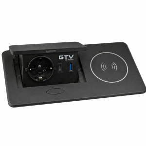 ჩასაშენებელი ელექტრო მოდული – GTV Lighting (სოკეტი + USB + უსადენო დამტენი 20255)