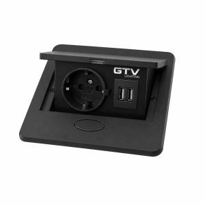 ჩასაშენებელი ელექტრო მოდული – GTV Lighting (სოკეტი + 2 USB 20103 )