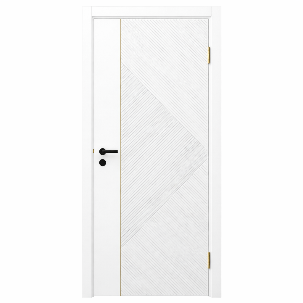 კარი MDF Соло-4 Молдинг Золото ზომა. 80*2150 ფერი. 9003 Белая