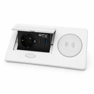 ჩასაშენებელი ელექტრო მოდული – GTV Lighting (სოკეტი + USB + უსადენო დამტენი თეთრი 20257)